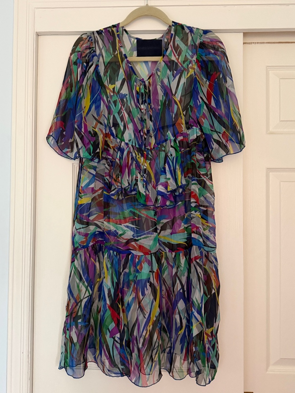 Anthropologie Multicolor Abstract Sheet Chiffon Midi Dress